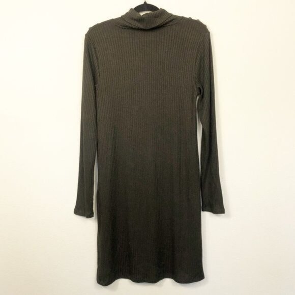 Market & Spruce Gracelynn Brown Ribbed Turtleneck Long Sleeve Dress NWT Sz Small - Picture 3 of 10